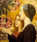 Gustav Klimt two girls with an oleander detail painting